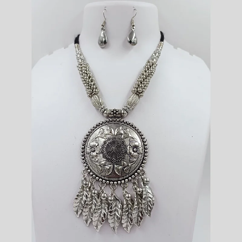 women's tribal necklaces-Kavita Art Oxidised Plated Necklace Set