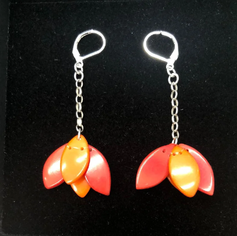 women's gemstone earrings-Tagua TULIPA Orange Coral