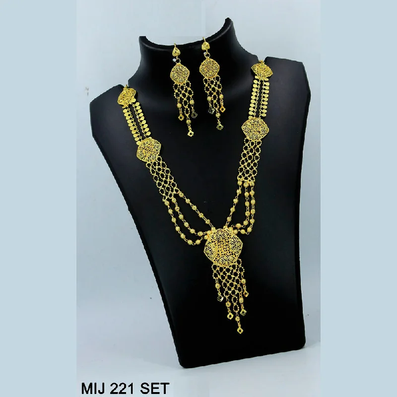 women's long necklaces-Mahavir Forming Gold Necklace Set   - MIJ Set 221