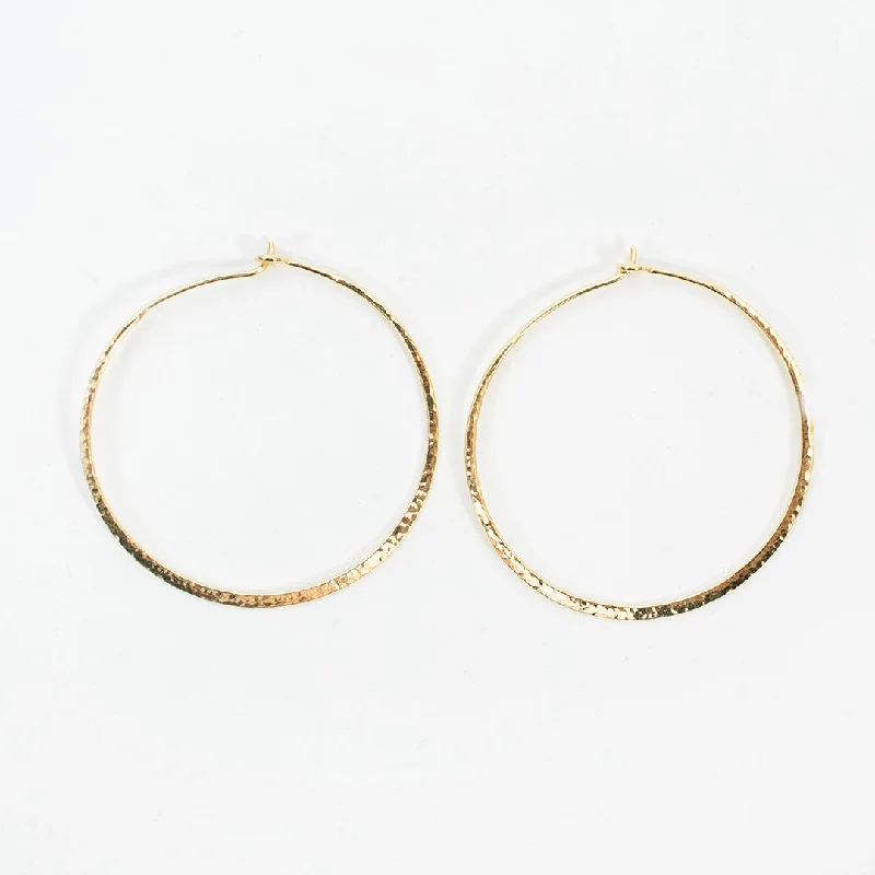 women's fashion-forward earrings-Medium Gold Vermeil Hammered Wire Hoops