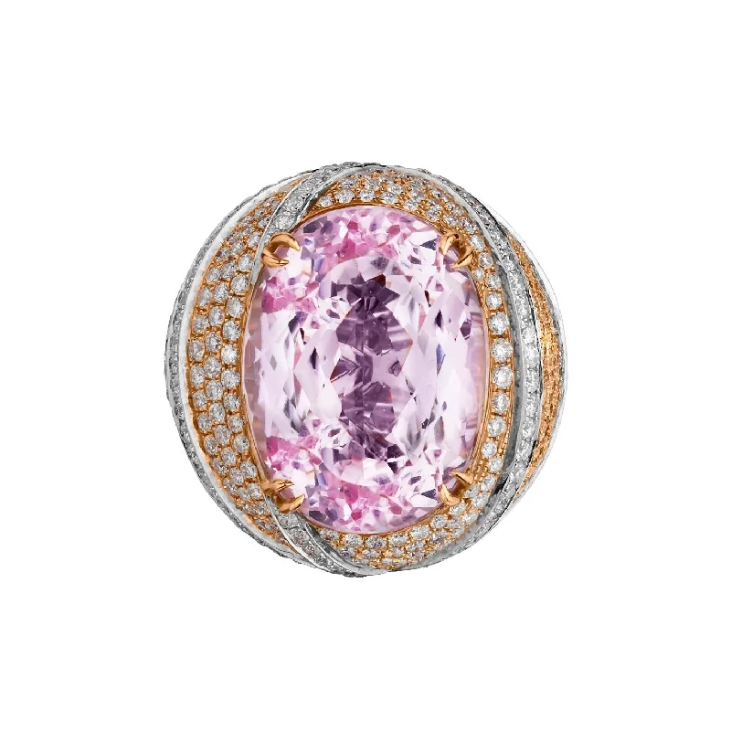 women's anniversary rings-KUNZITE & DIAMOND STATEMENT RING