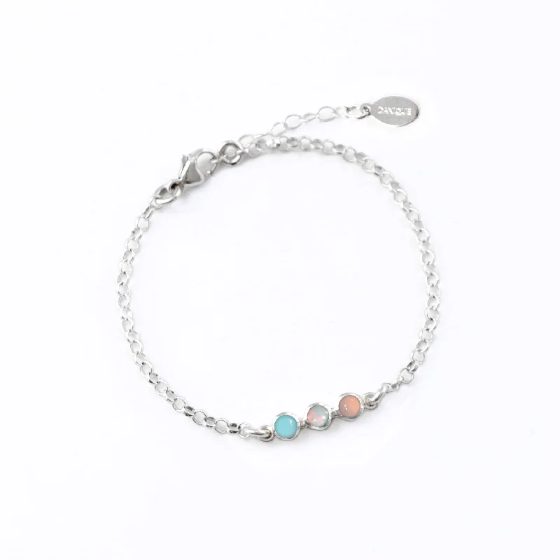 women's stretchy bracelets-Tiny Cabochon Birthstone Bar Bracelet : Available in All Birthstones