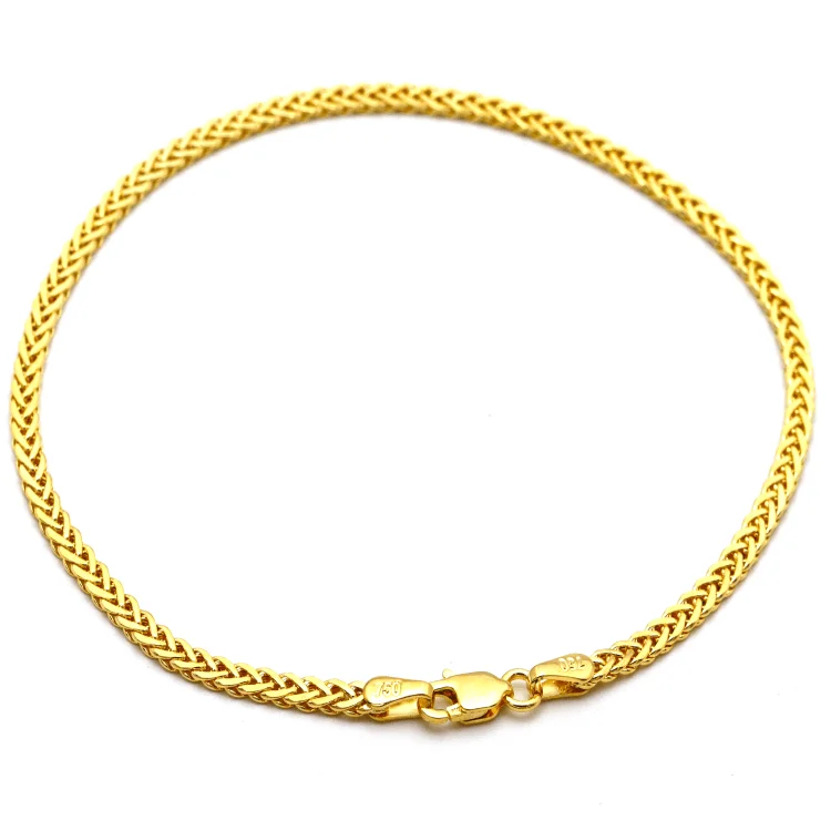 women's charm bracelets-Real Gold Flat Spiga Thick Men Bracelet 8943 (23 C.M) BR1560