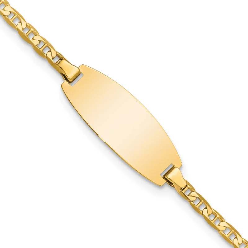 women's chic bracelets-14KT Yellow Gold 6-inch 8MM Anchor Link ID Bracelet