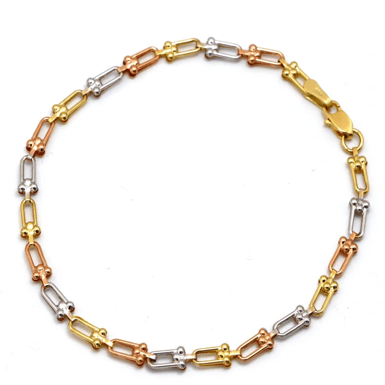 women's multi-strand bracelets-Real Gold GZTF 3 Color Hardware Solid Chain Bracelet TC-4566 (16 C.M) BR1719