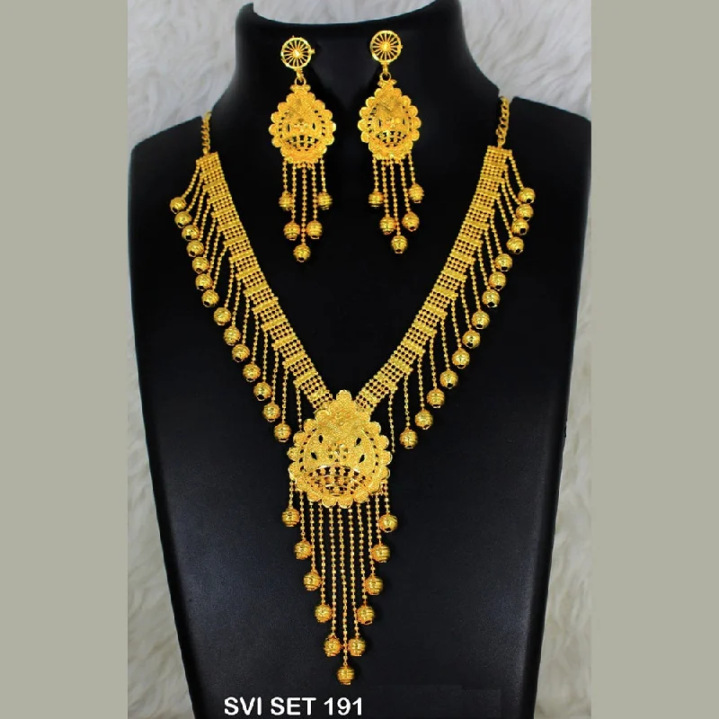 women's zodiac necklaces-Mahavir Forming Gold Necklace Set  - SVI SET 191