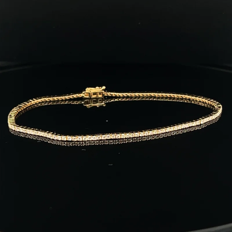 women's heart-shaped bracelets-Diamond Delicate Tennis Bracelet in 18k Yellow Gold - (#115-BRDIA088109)