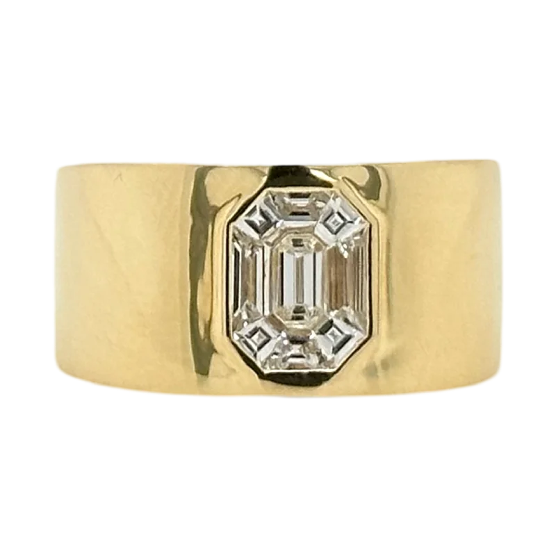 women's titanium rings-BAGUETTE DIAMOND GOLD BAND