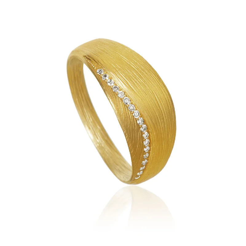 women's wedding band rings-Small Aura 18K Gold Ring w. Diamonds