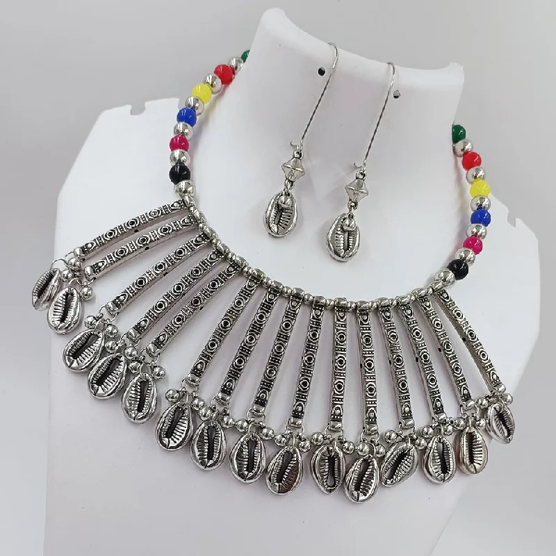 women's choker necklaces-Kavita Art Oxidised Plated Pearls Necklace Set