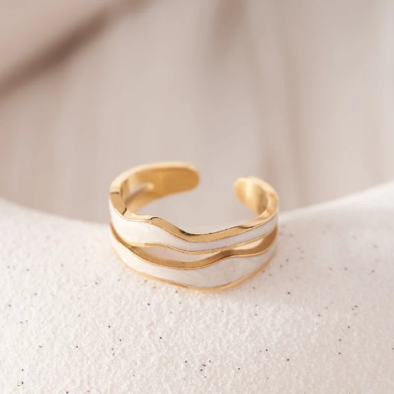 women's 14k gold rings-Tidal Wave Opal Ring