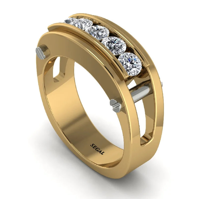 engagement rings with side stones-Diamond Five-Stone Classic Gold Wedding Ring - Casey No. 31