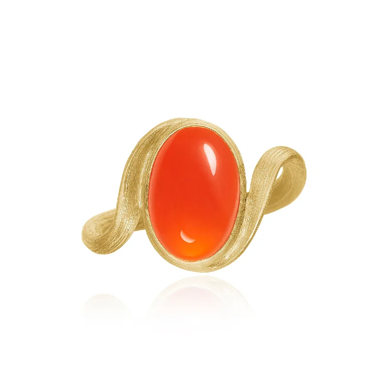 women's turquoise rings-Vega Small 18K Gold Ring w. Carnelian