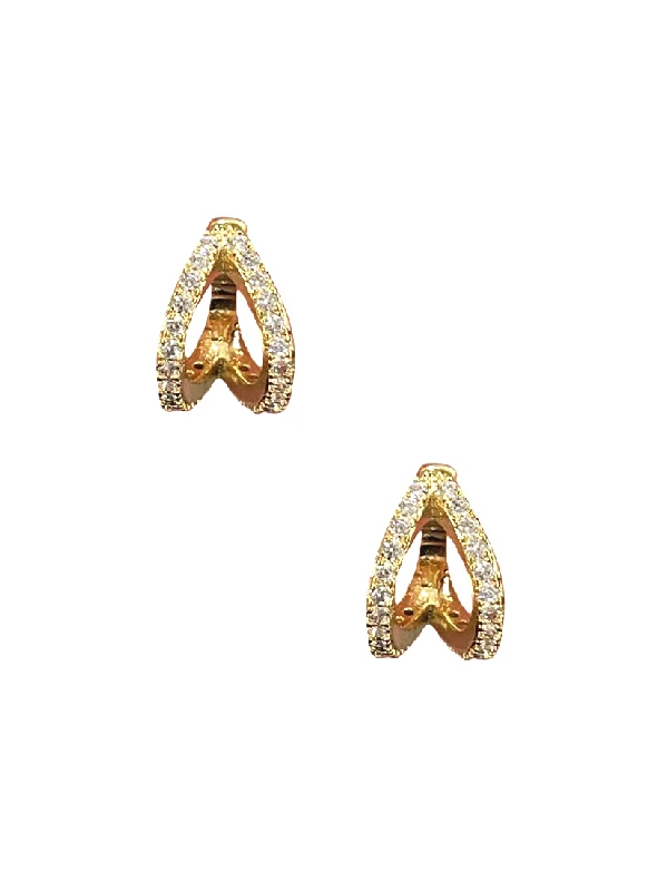 women's pearl drop earrings-Split Huggies - Gold