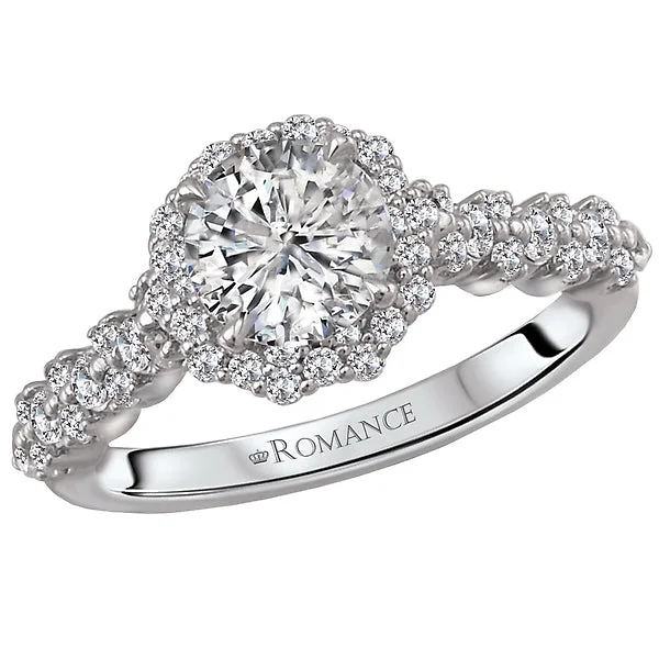 luxury engagement rings-14K White Gold Halo Semi-Mount Romance Collection Wedding Ring.