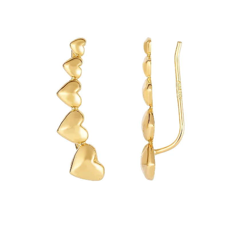 women's high-fashion earrings-14K Gold Heart Ear Climber