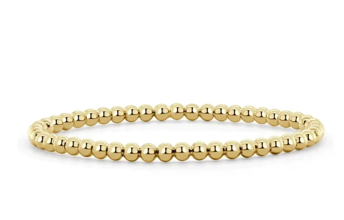 women's silver-plated bracelets-Gold Small Bead Stretchy Bracelet