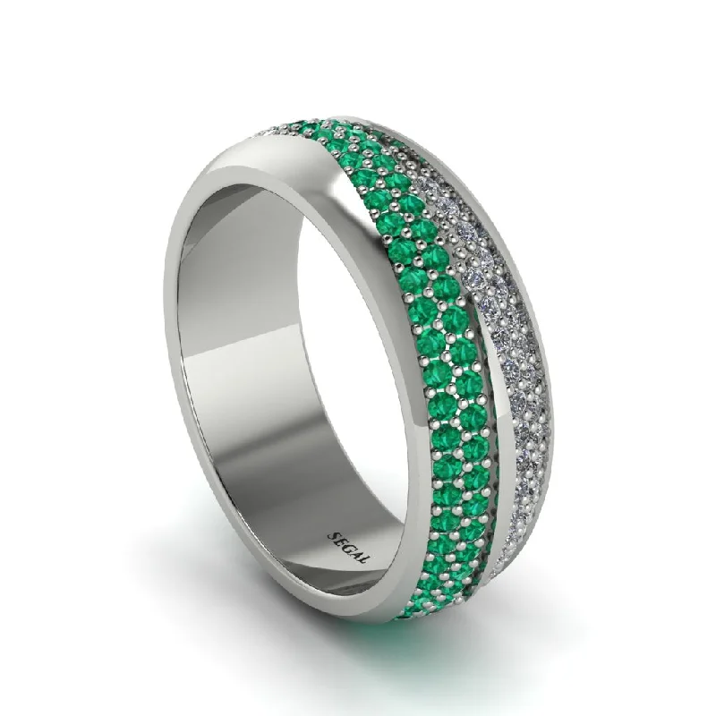 vintage style engagement rings-1.4Ct Emerald & Diamond Eternity Wedding Ring - Merritt No. 6