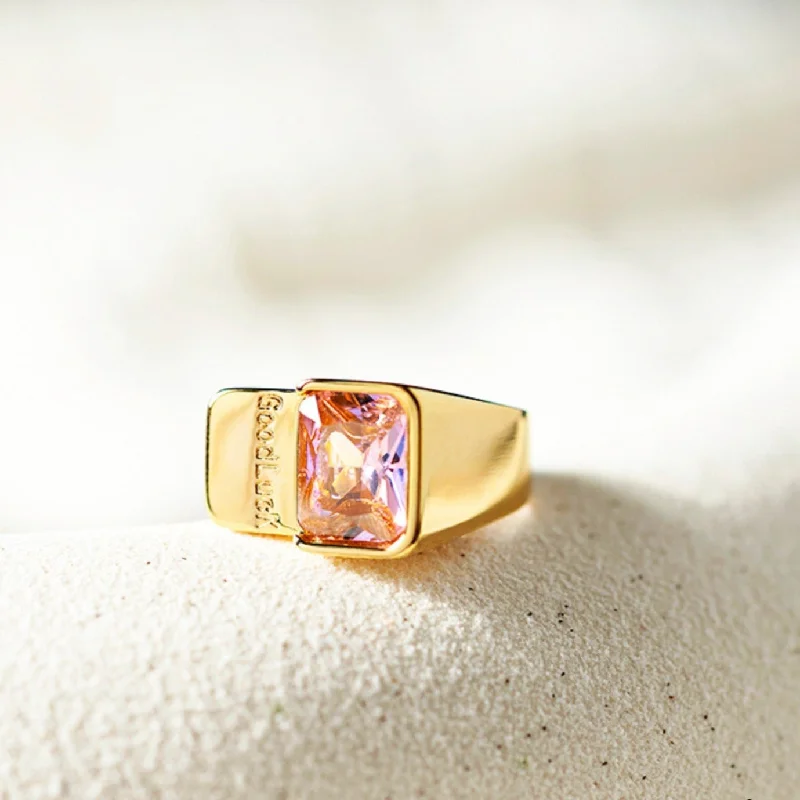 women's engagement rings with colored stones-Pink Crystal Statement Ring