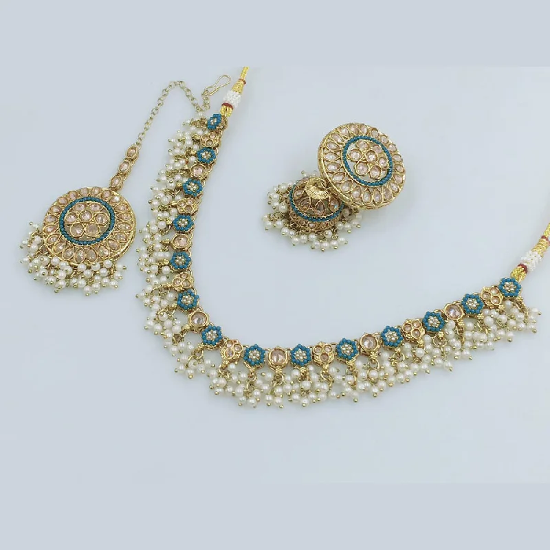 women's silver necklaces-Rajwadi Collection Gold Plated Pearl Necklace Set