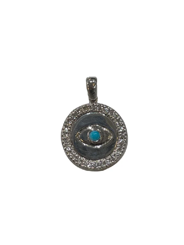 women's affordable earrings-Evil Eye Turquoise Charm