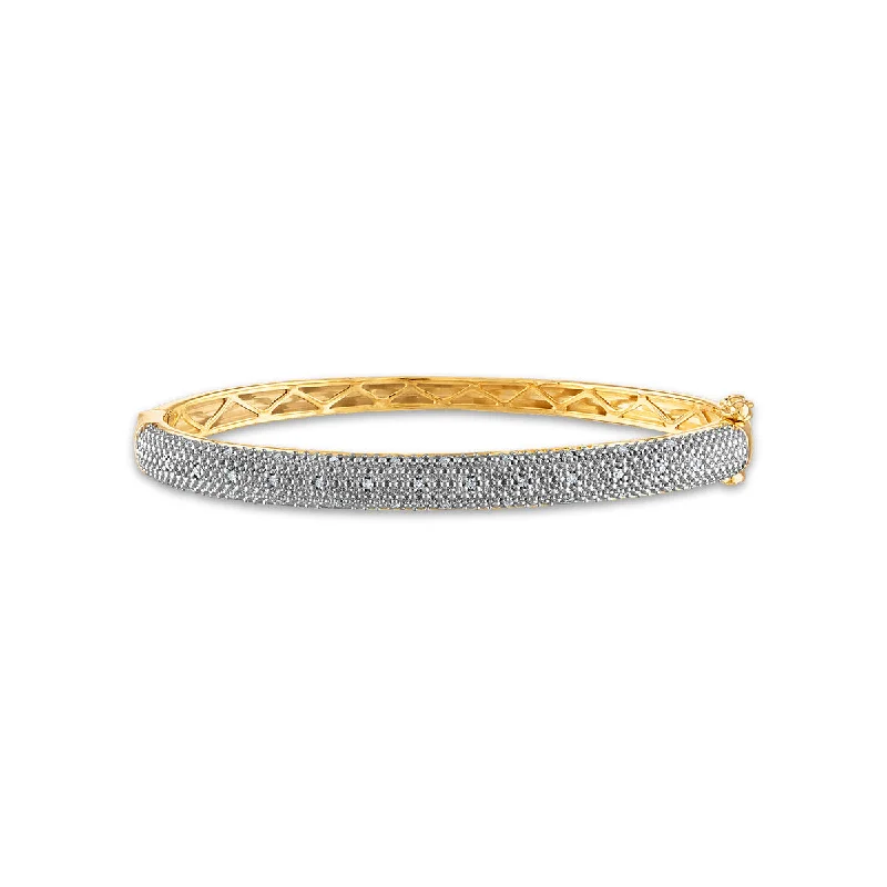 women's stackable bracelets-1/5 CTW Diamond Bangle Bracelet in Gold Plated Sterling Silver