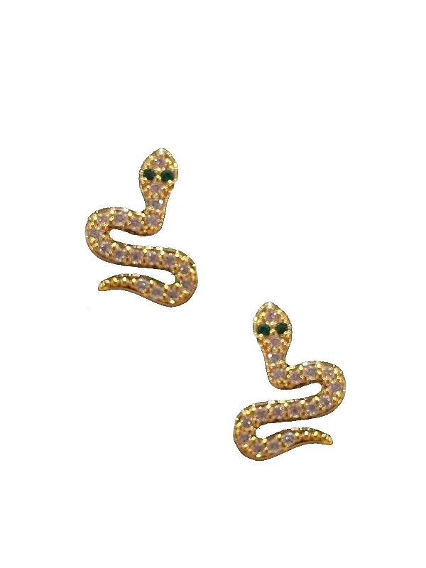 women's gold earrings-Snake Stud - Gold