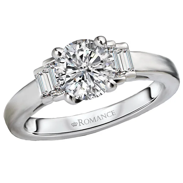 antique engagement rings-14K White Gold Classic Semi-Mount Romance Collection Wedding Ring.