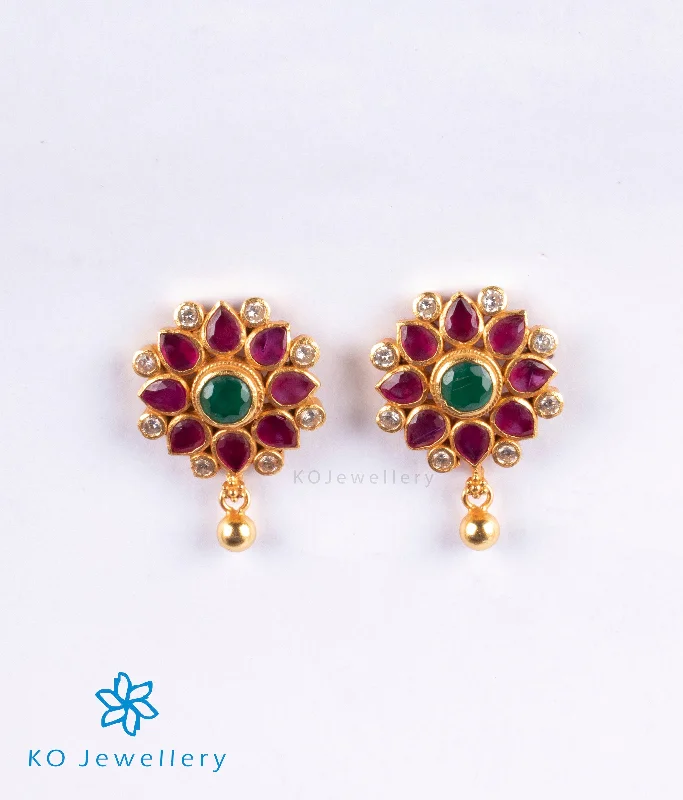 women's vintage-style earrings-The Abhinav Silver Kempu Ear-Studs