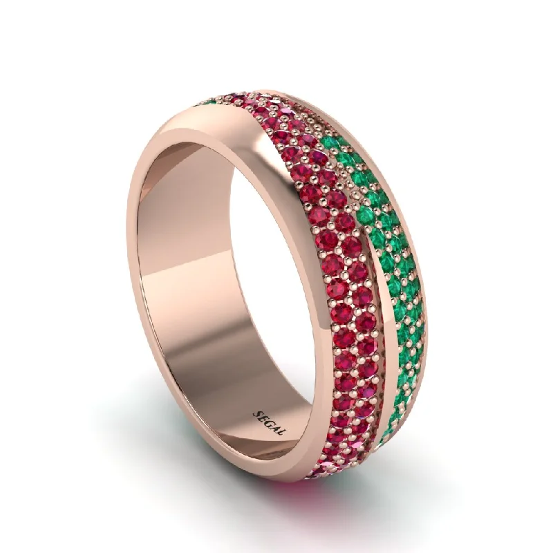 colorful engagement rings-1.4Ct Ruby & Emerald Eternity Wedding Ring - Merritt No. 26