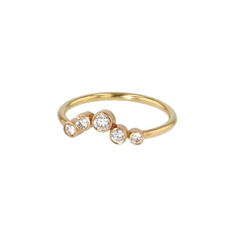 women's narrow-band rings-5 Stone 14K or 18K Gold Ring w. Diamonds