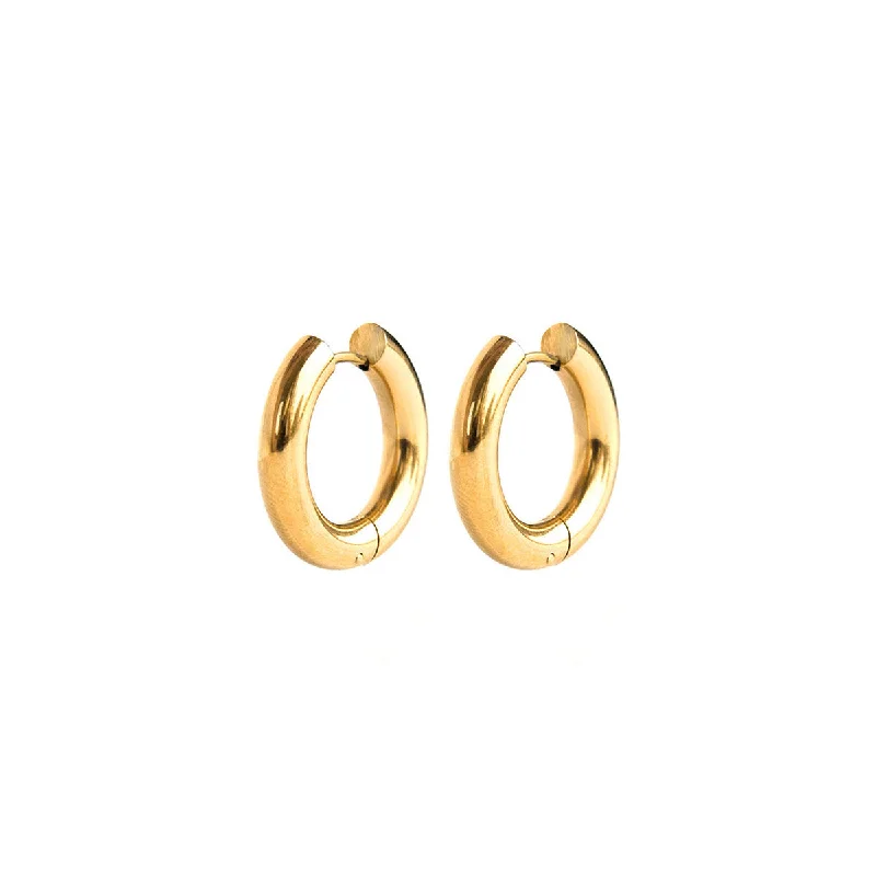 women's sleek silver earrings-Hugo Gold Hoops