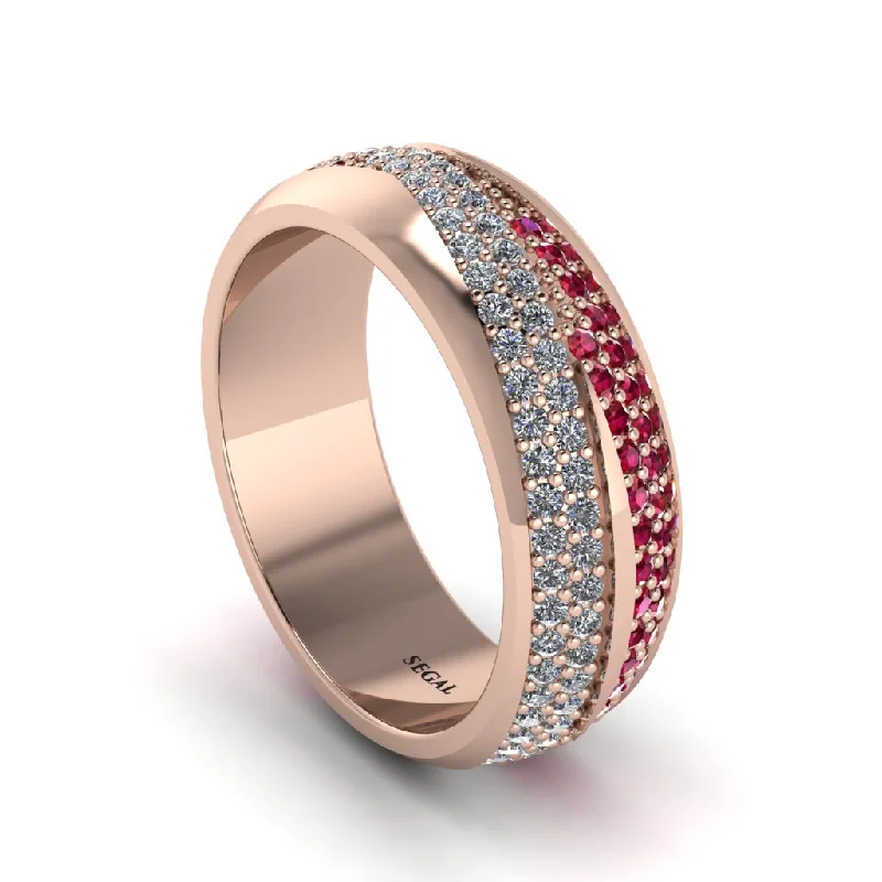 engagement rings with intricate designs-1.4Ct Diamond & Ruby Eternity Wedding Ring - Merritt No. 47