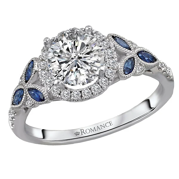 designer engagement rings-14K White Gold Classic Semi-Mount Romance Collection Wedding Ring.