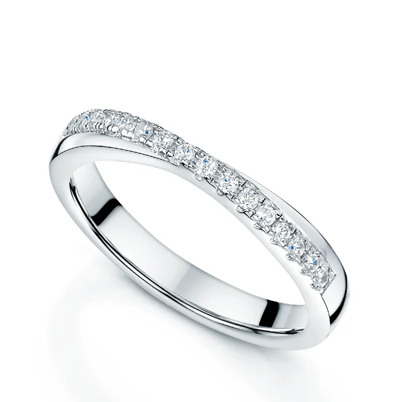 wedding engagement rings-Platinum Diamond Cross Over Wedding Ring