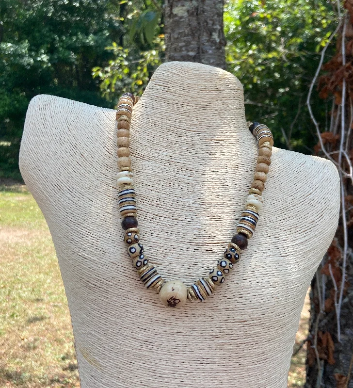 women's crystal necklaces-Batik Bone Necklace with Acai Berry Focal