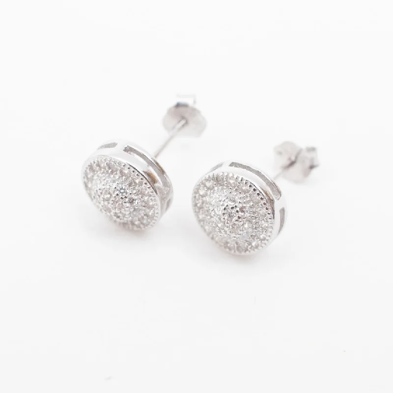 women's flower earrings-Round Cubic Studs