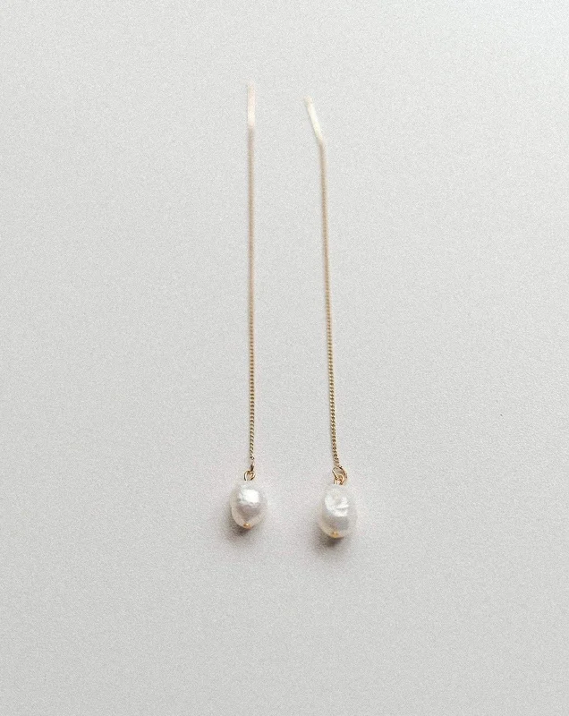 women's dangle earrings-Elisse Pearl Ear Threaders