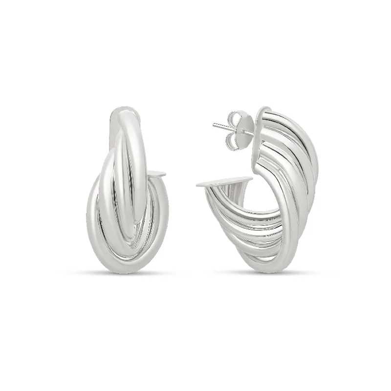 women's eco-friendly earrings-THE SILVER WAVY HOOPS