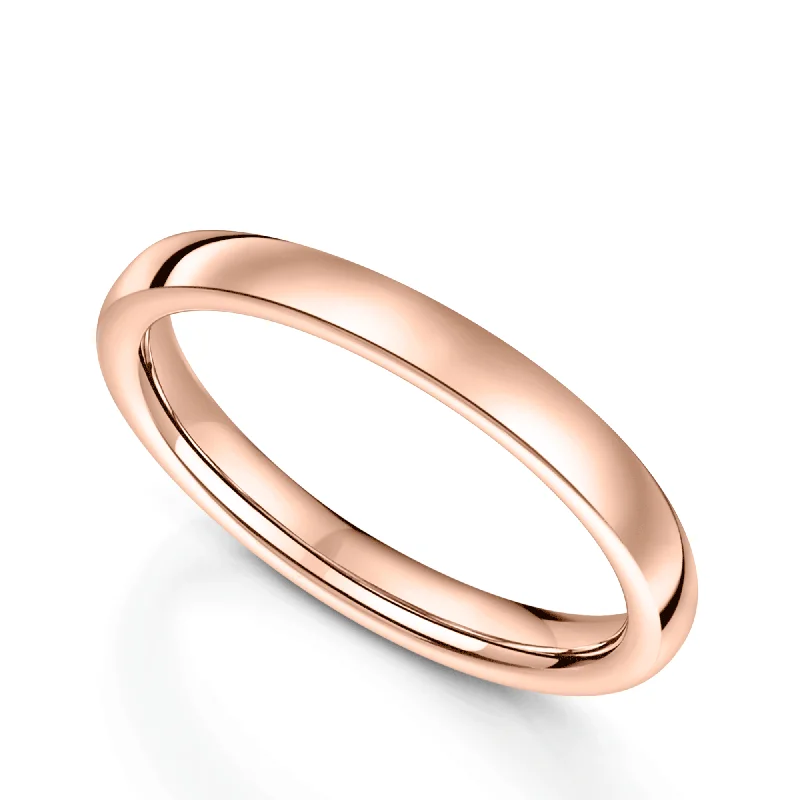 custom halo engagement rings-18ct Rose Gold Rounded Flat Ladies Wedding Ring