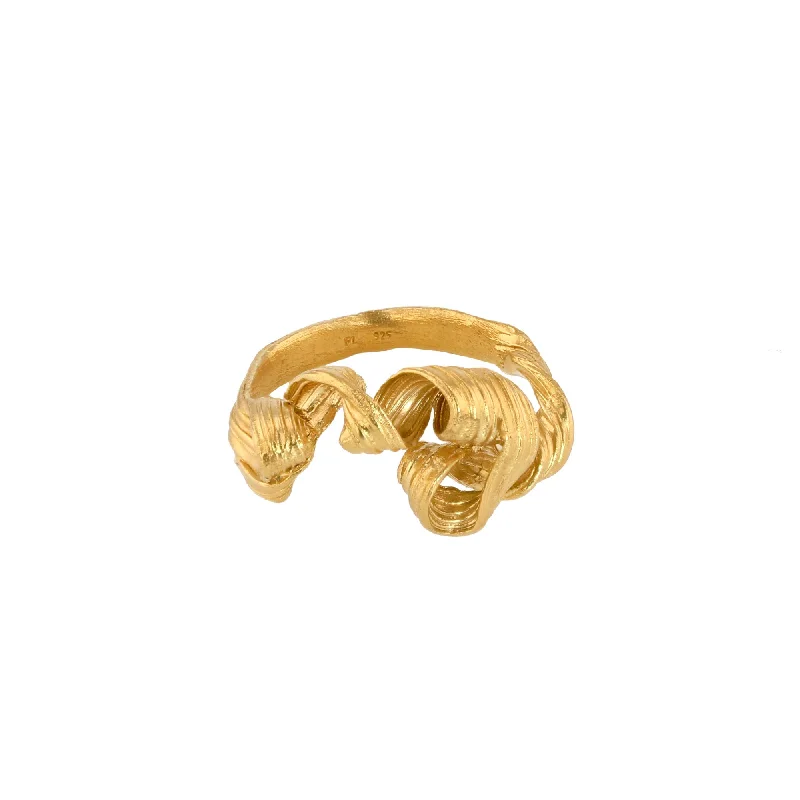 women's vintage diamond rings-Fouettés #3 24K Gold Plated Ring