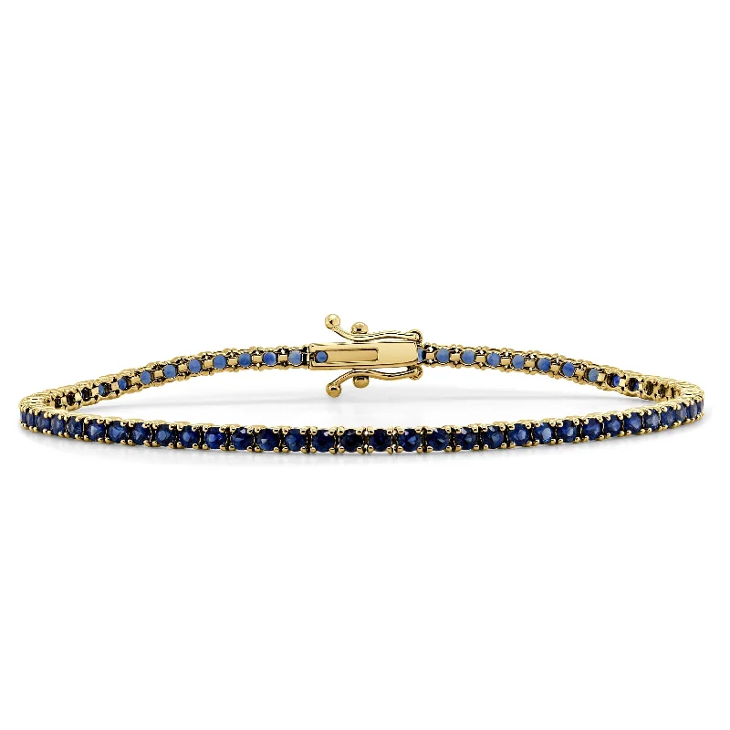 women's birthstone charm bangles-14k Gold & Blue Sapphire Tennis Bracelet