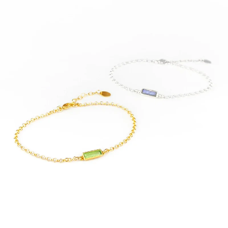 women's solid gold bangles-Tiny Adira Bar Bracelet : Birthstone Bar Bracelet : Adira Series