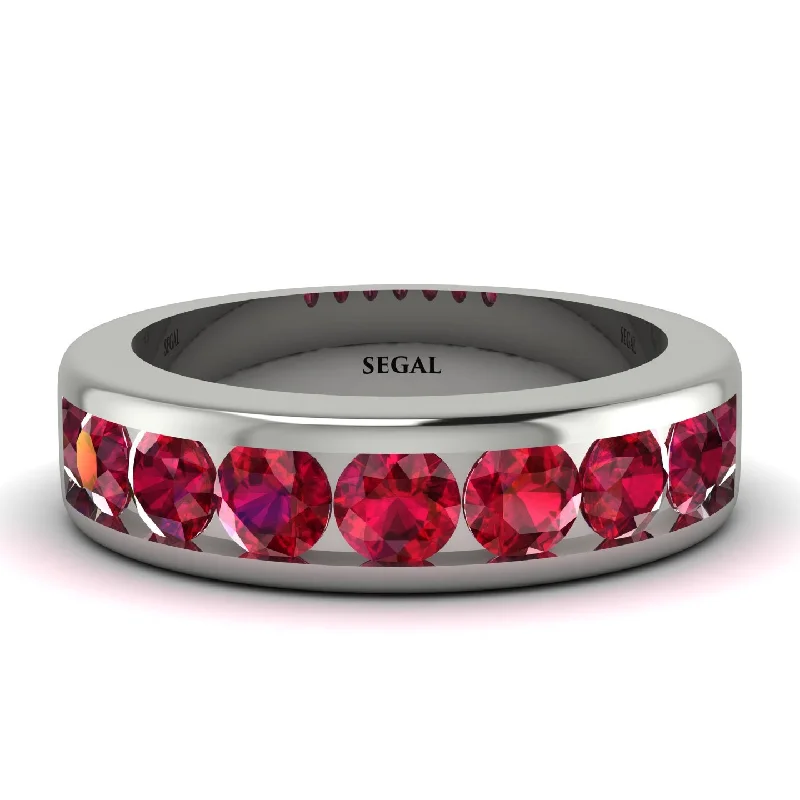 halo-style engagement rings-Ruby Eternal Brilliance Men's Wedding Ring - Jamie No. 12