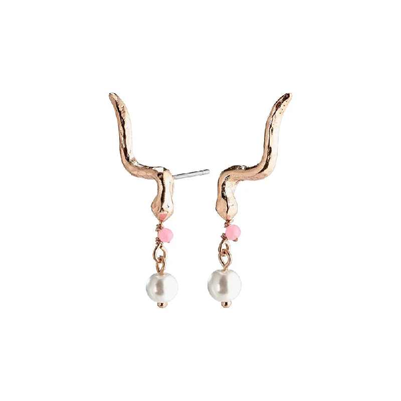 women's silver hoop earrings-Poesy Rose Gold Plated Studs