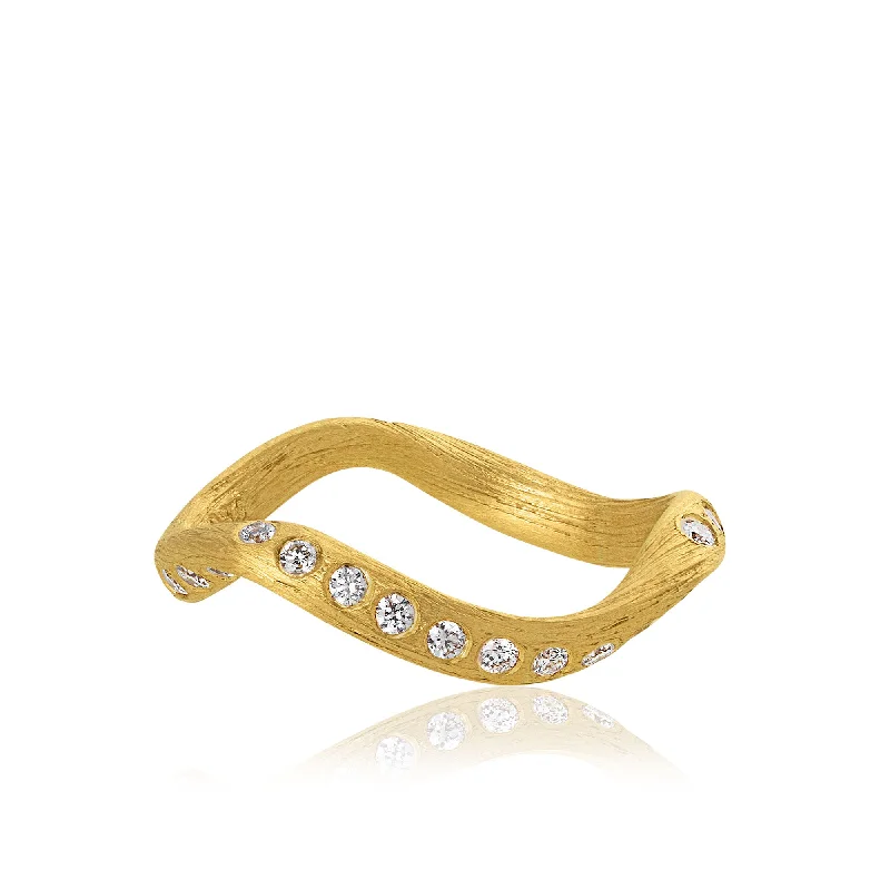 women's halo rings-Vega 18K Gold Ring w. Diamonds