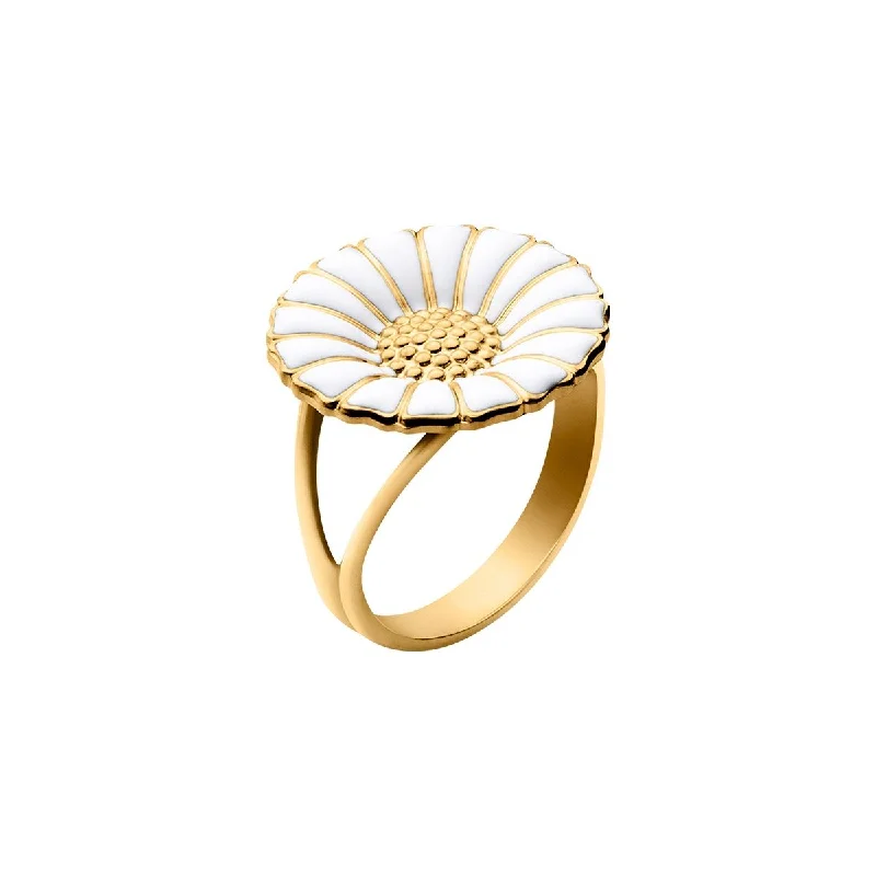 women's engagement rings with halo-Daisy 18 mm.  Gold Plated Ring