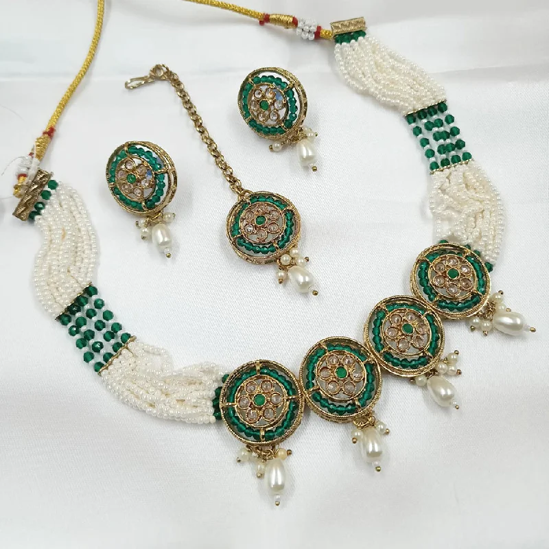 women's personalized necklaces-Padmawati Bangles Mehndi Polish Crystal Choker Necklace Set