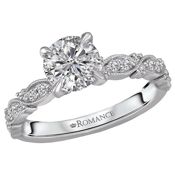 round engagement rings-14K White Gold Infinity Semi-Mount Romance Collection Wedding Ring.