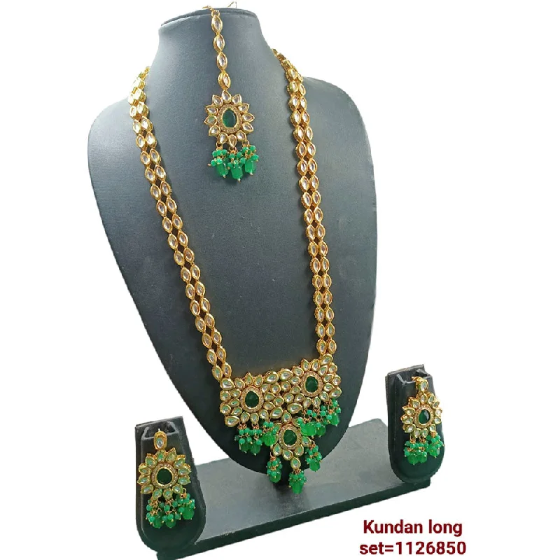 women's elegant necklaces-Padmawati Bangles Kundan Stone Gold Plated Necklace Set